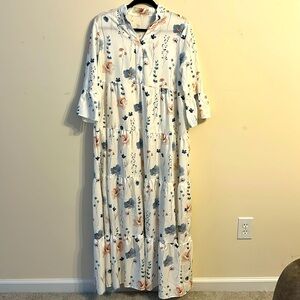 SHEIN White Floral Long Sleeve Dress